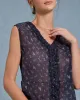 Blue Floral V Neck Button Tank Top sold by rihoas