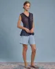 Blue Floral V Neck Button Tank Top sold by rihoas