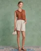 Brown V Neck Ruffle Tank Top sold by rihoas