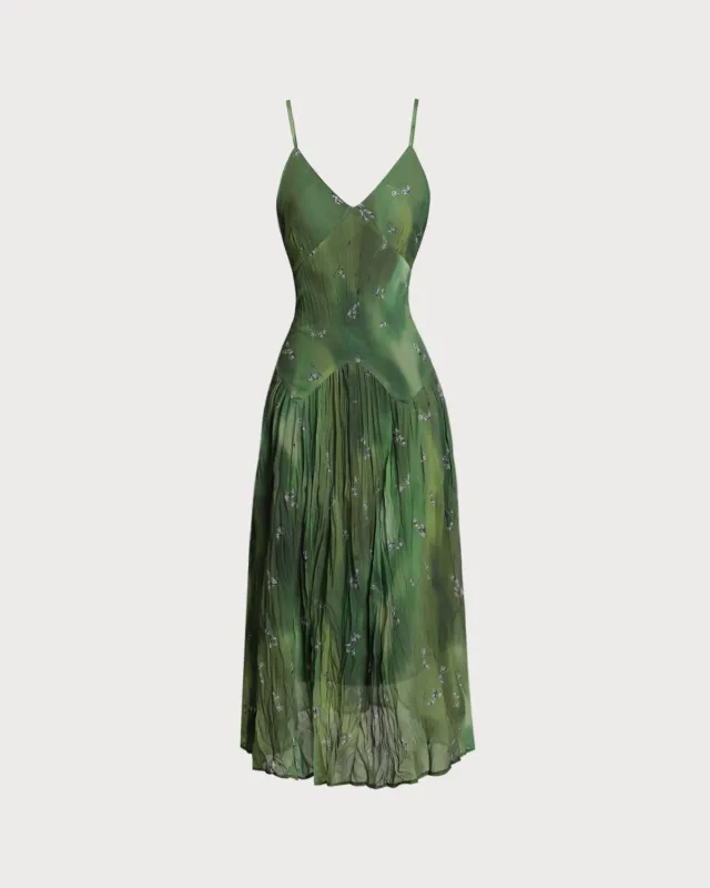 Green Tie Dye Slip Maxi Dress sold by rihoas