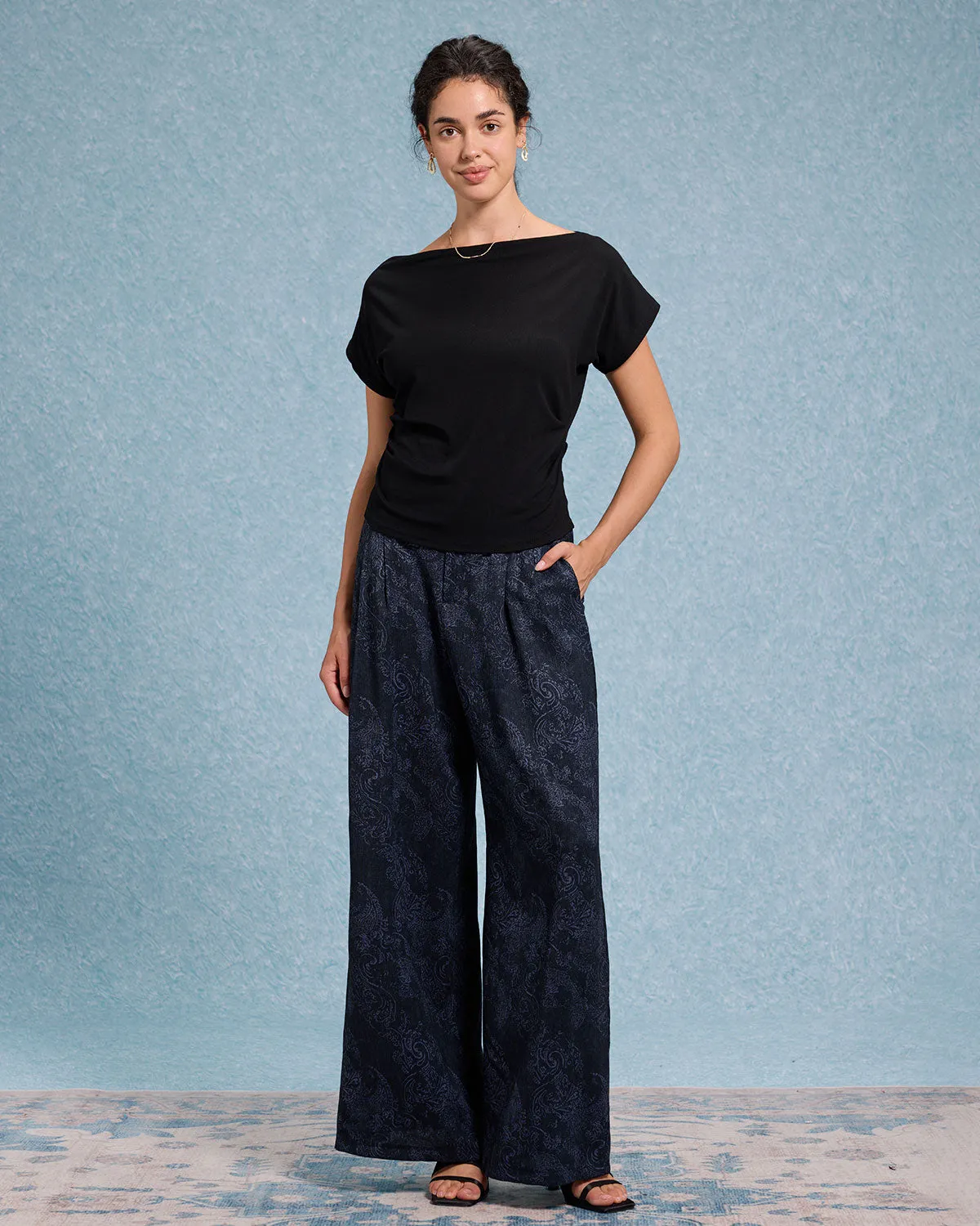 Black Cowl Sleeve Off The Shoulder Tee sold by rihoas product image thumbnail 2