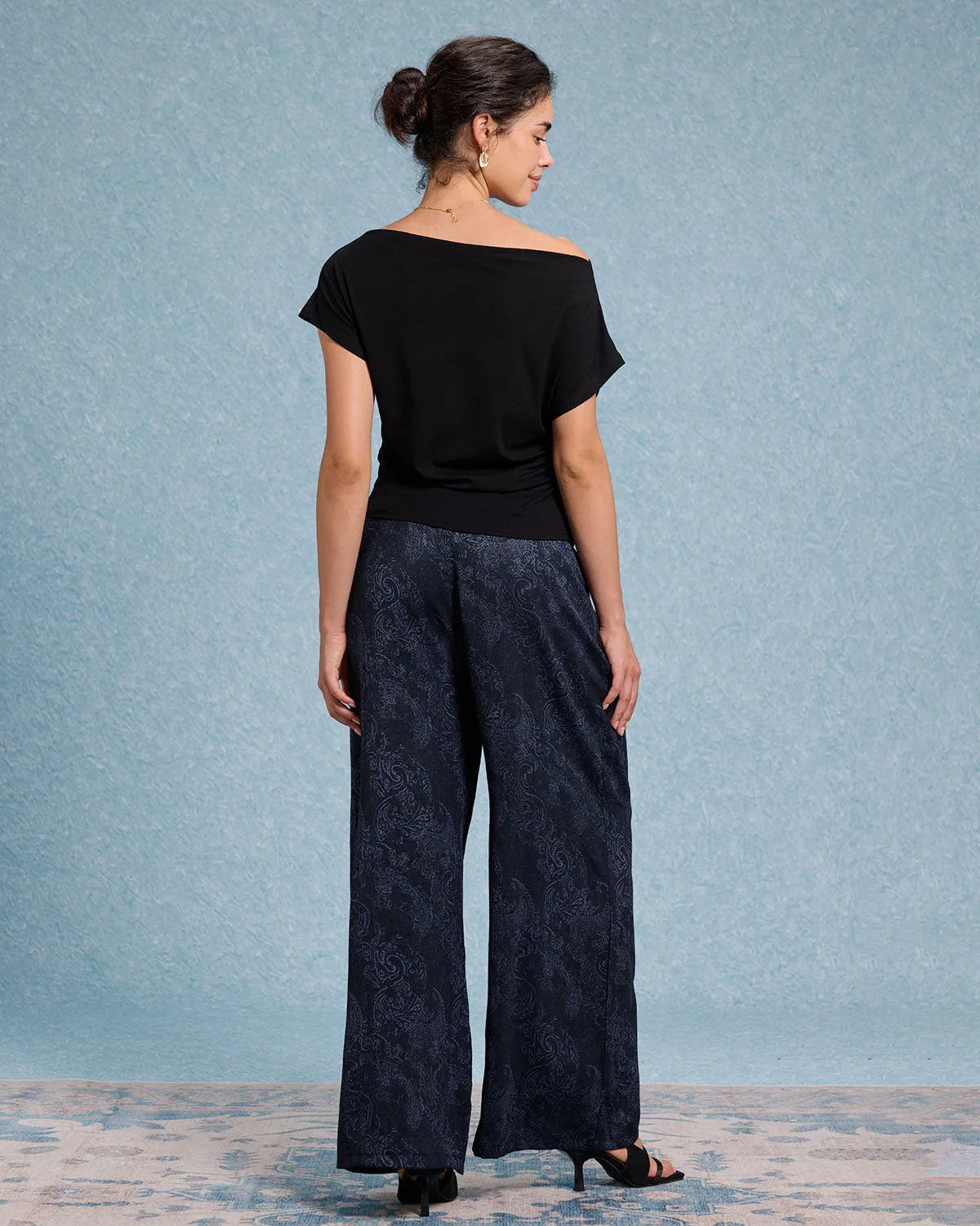 Black Cowl Sleeve Off The Shoulder Tee sold by rihoas product image thumbnail 4