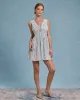 Blue Floral V Neck Pleated Mini Dress sold by rihoas