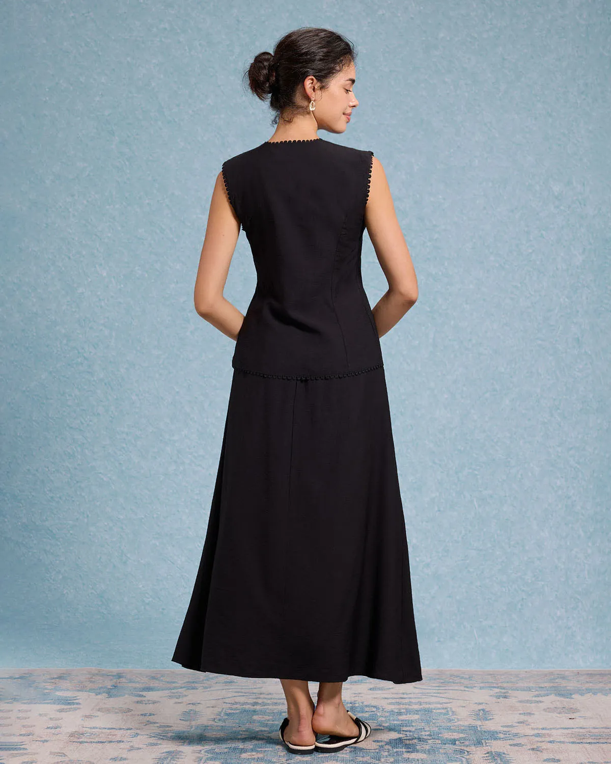 Black Round Neck Tank Skirt Sets sold by rihoas product image thumbnail 5