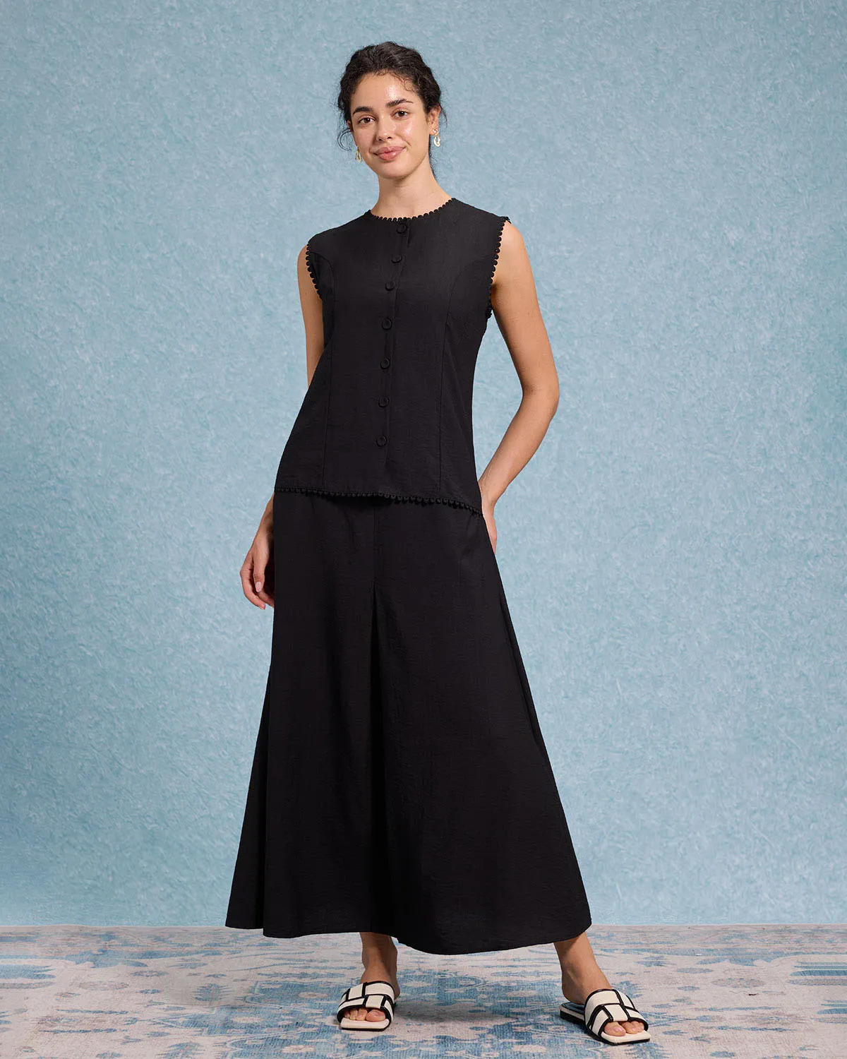 Black Round Neck Tank Skirt Sets sold by rihoas product image thumbnail 2