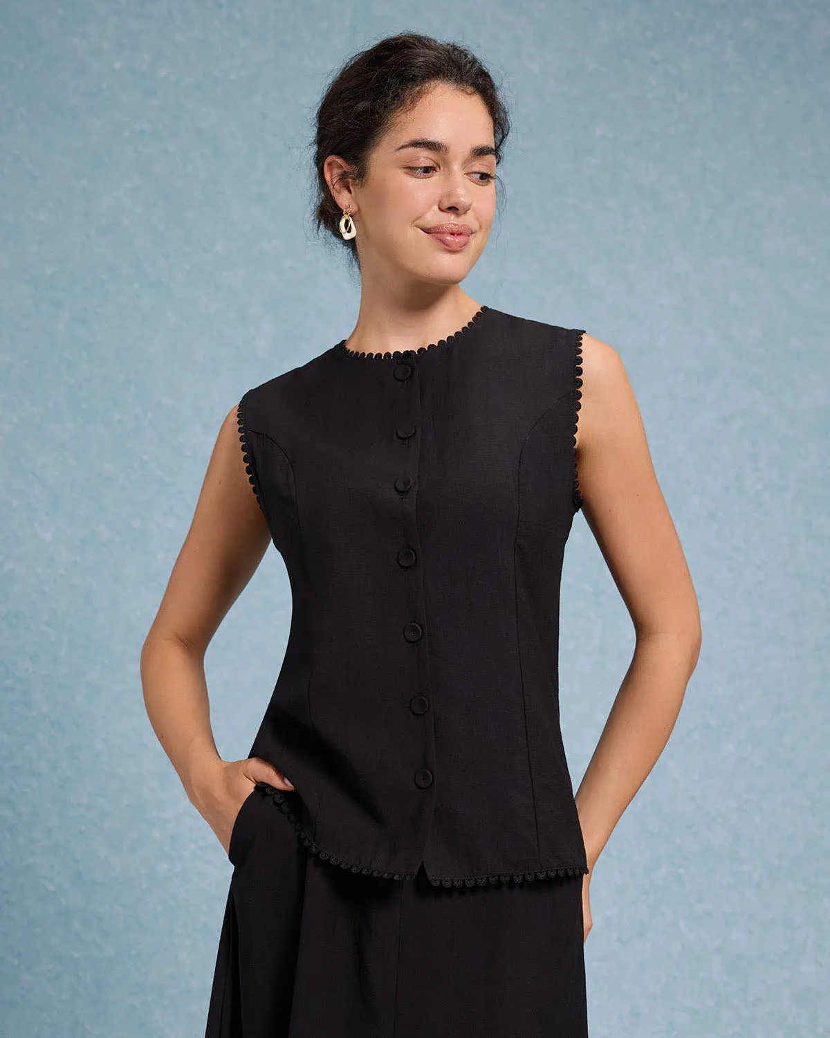 Black Round Neck Tank Skirt Sets sold by rihoas product image thumbnail 3