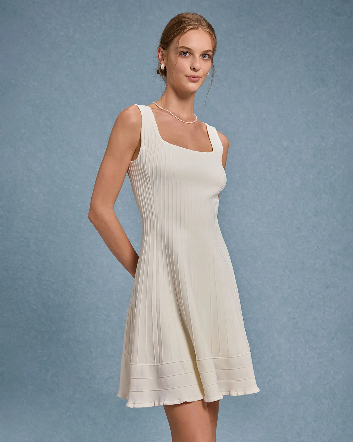 White Square Neck A-Line Slip Mini Dress sold by rihoas