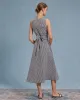Black Plaid V Neck Sleeveless Maxi Dress sold by rihoas