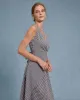 Black Plaid V Neck Sleeveless Maxi Dress sold by rihoas