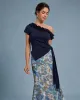 Blue Ruffle Off The Shoulder Tee sold by rihoas