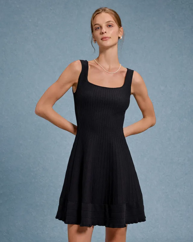 Black Square Neck A-Line Slip Mini Dress sold by rihoas