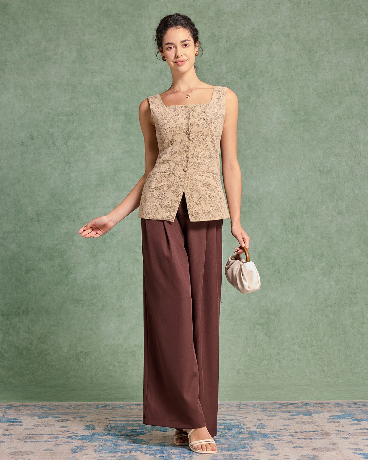 Yellow Floral Square Neck Vest sold by rihoas product image thumbnail 3