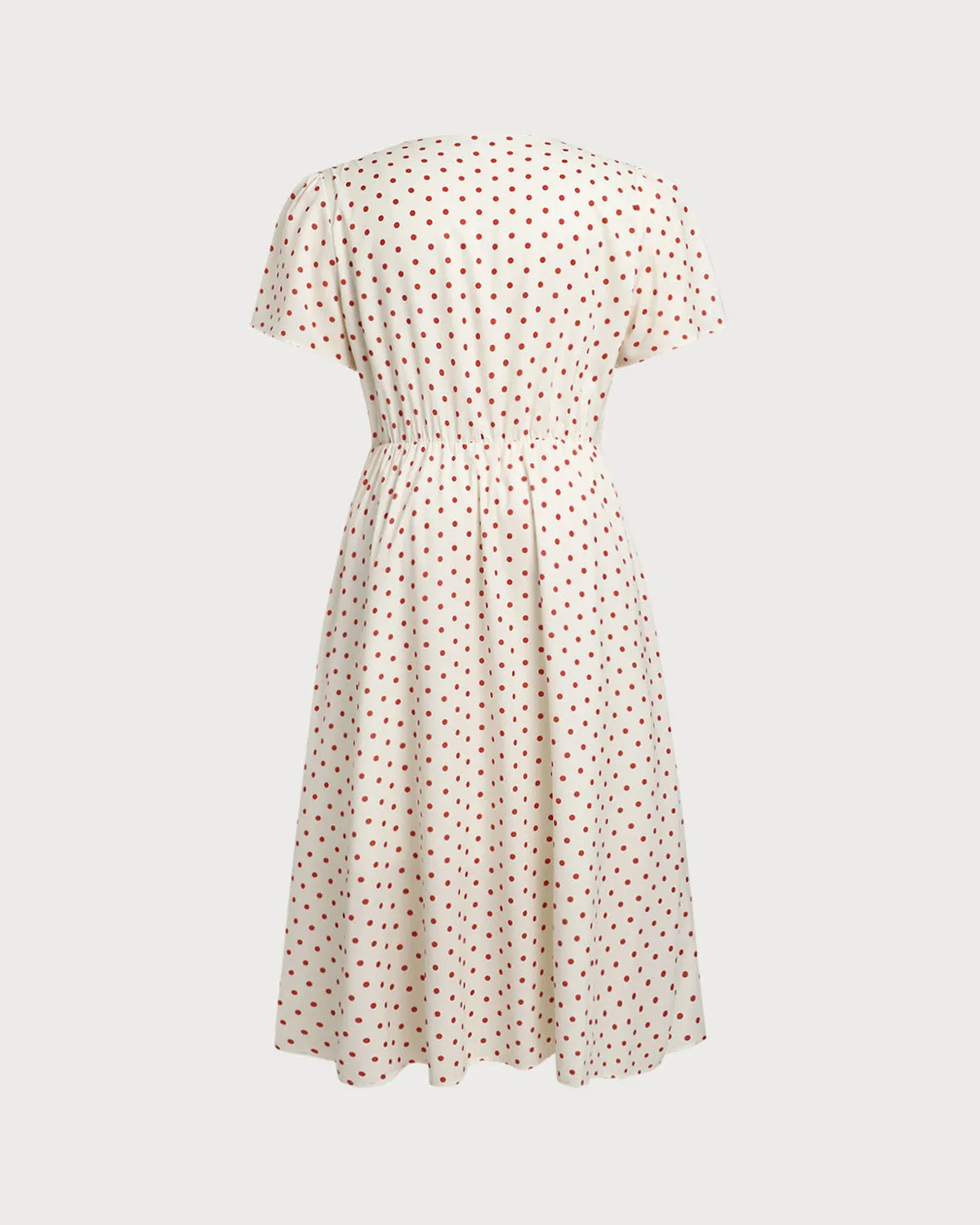 Beige Polka Dot Plus Size Midi Dress sold by rihoas product image thumbnail 2