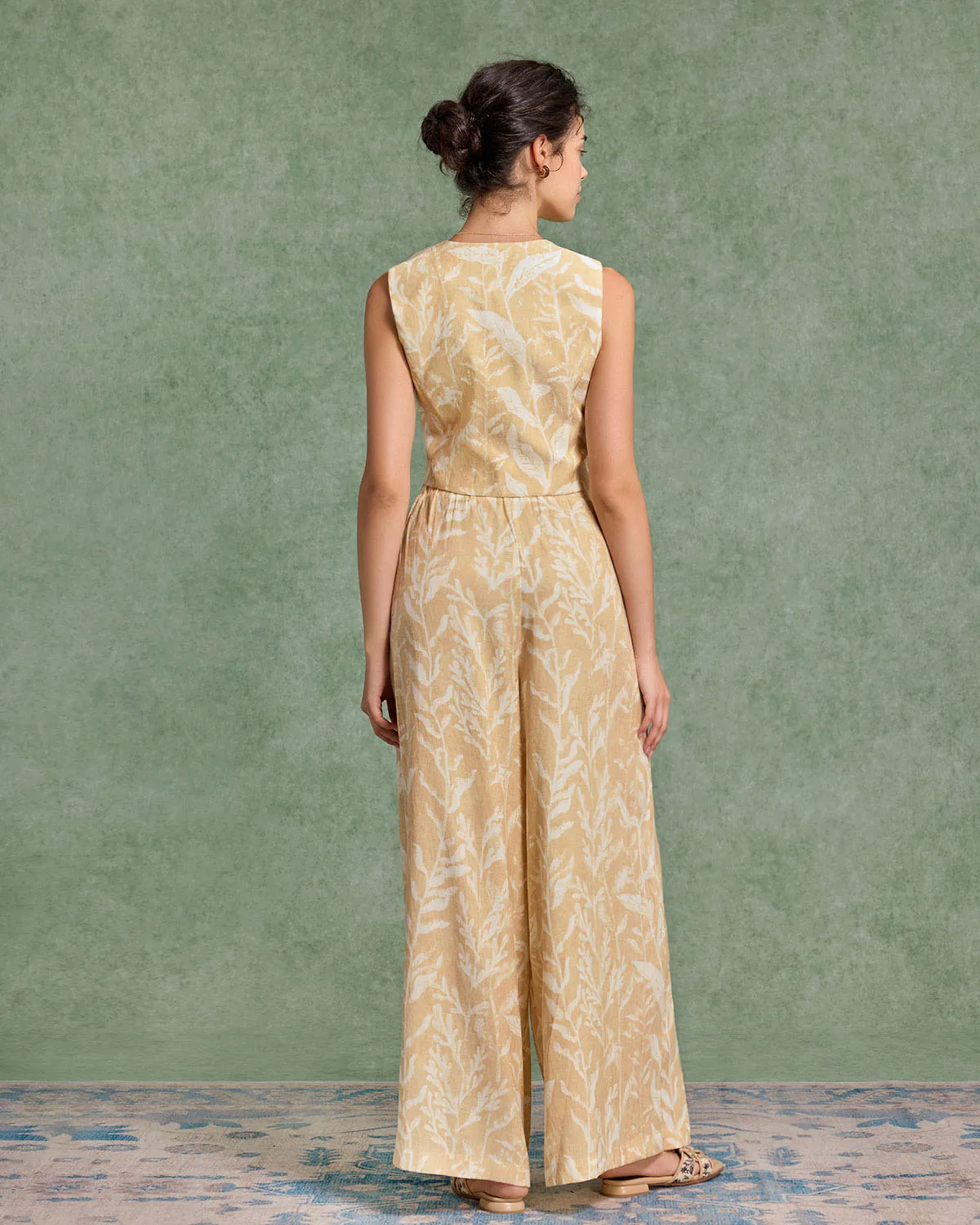 Yellow Floral Wide Leg Pants sold by rihoas product image thumbnail 5