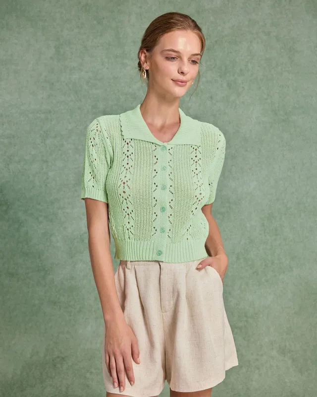 Green Chelsea Single Breasted Knit Cardigan sold by rihoas