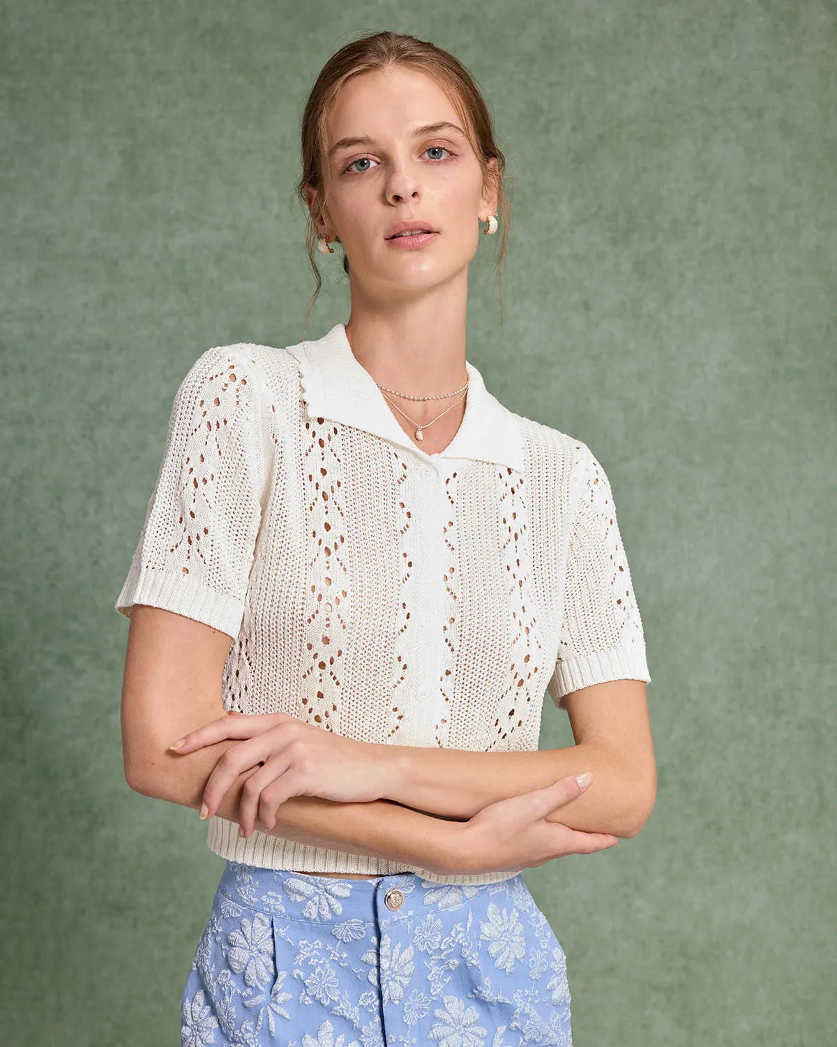 White Chelsea Single Breasted Knit Cardigan sold by rihoas