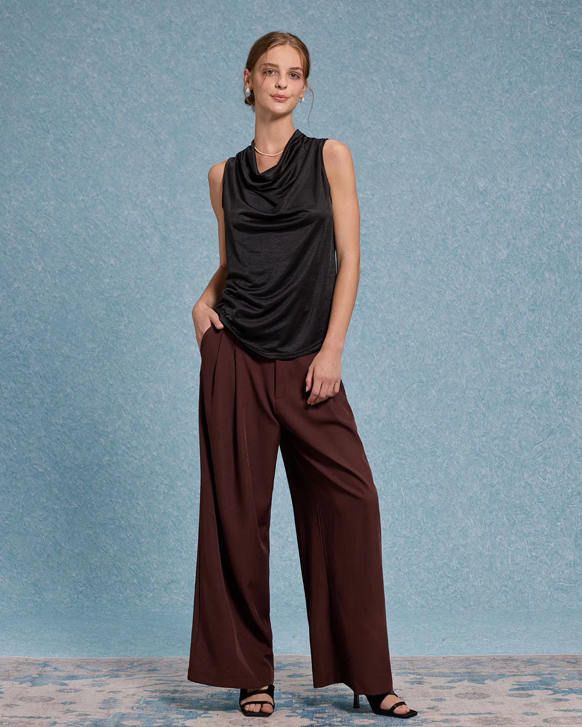 Black Cowl Neck Tank Top sold by rihoas product image thumbnail 2