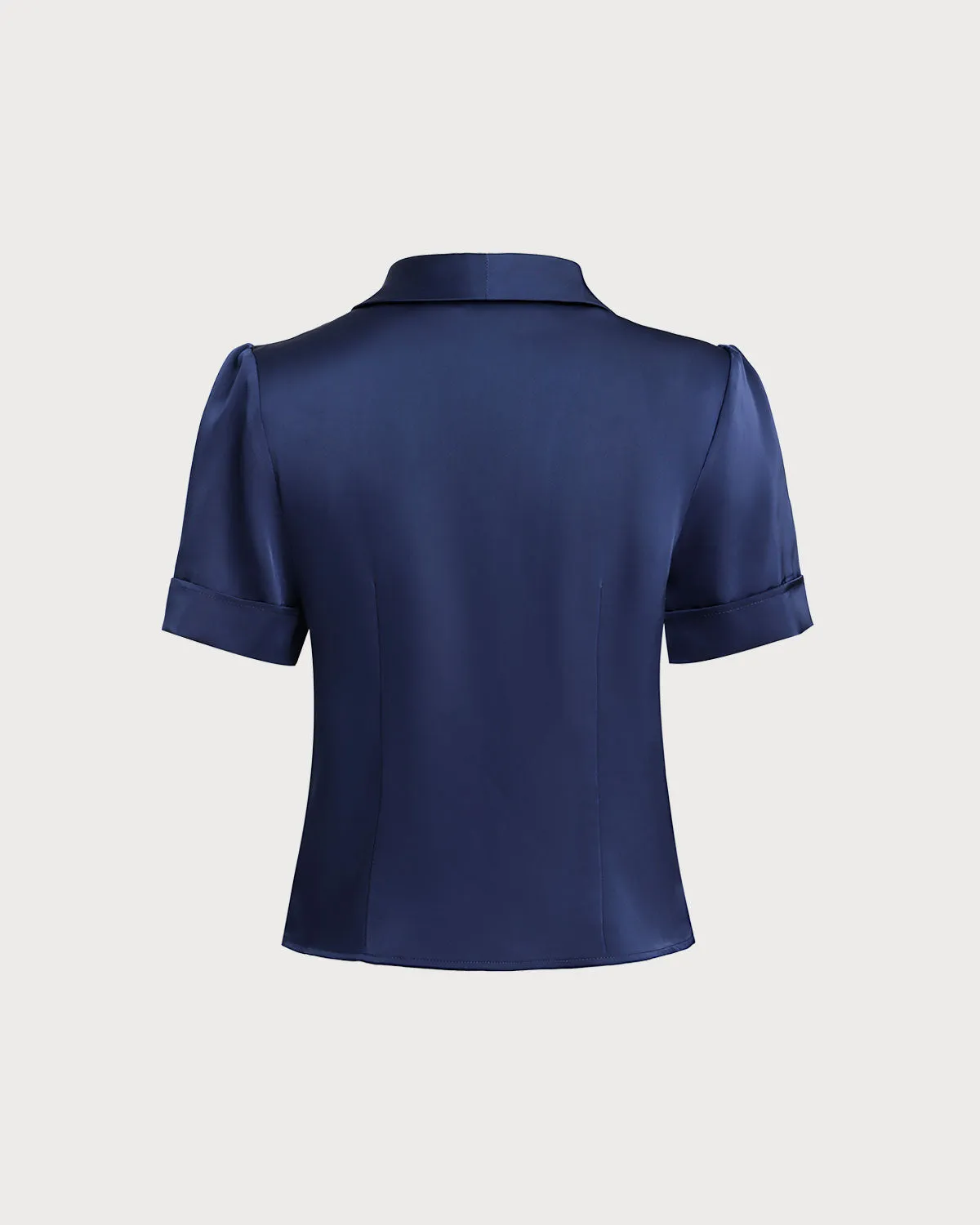 Navy Satin Button Blouse sold by rihoas product image thumbnail 2