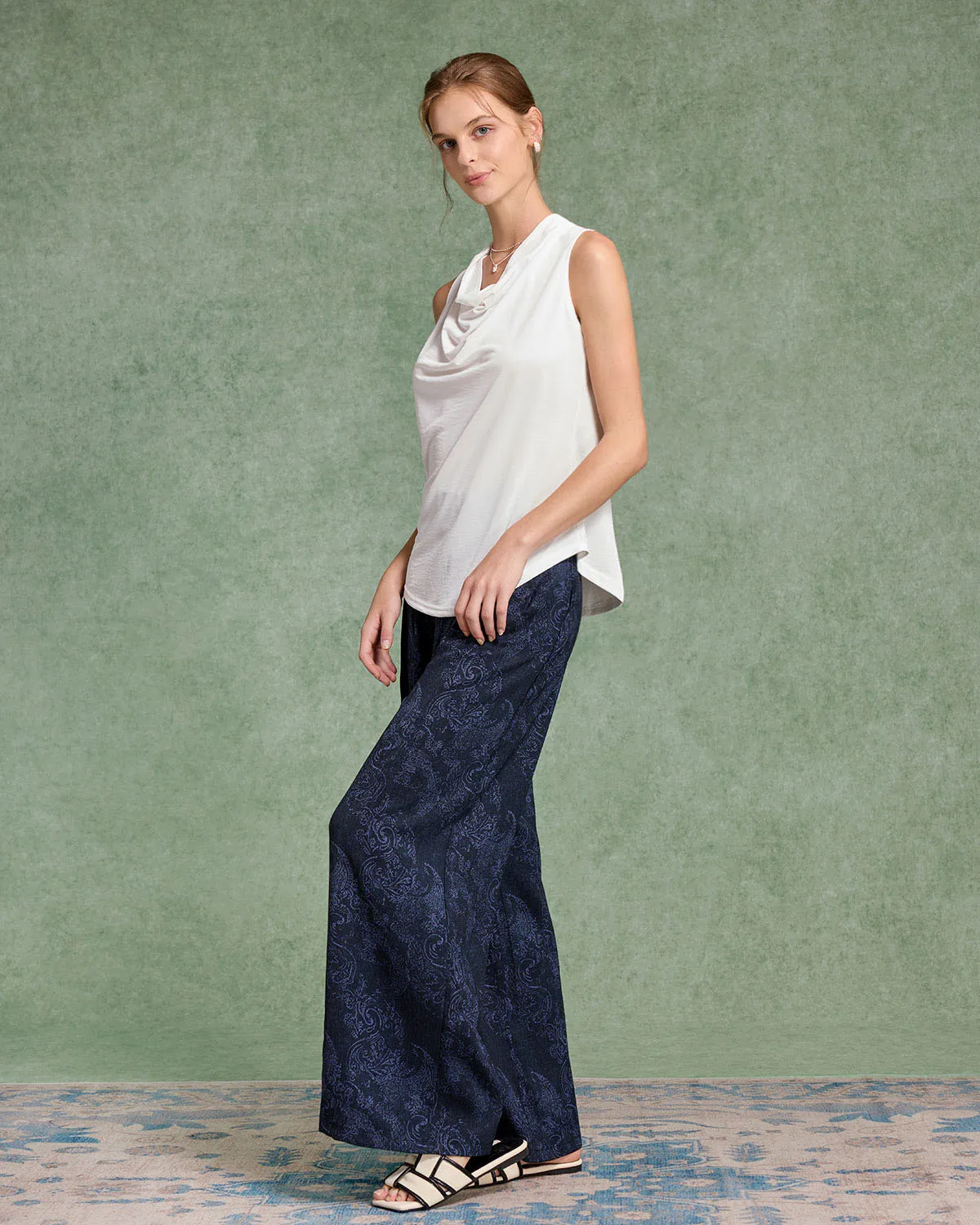 White Cowl Neck Tank Top sold by rihoas product image thumbnail 4