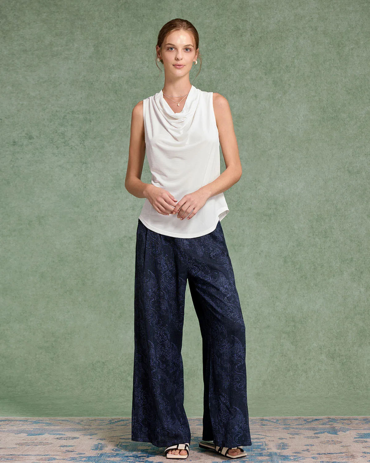 White Cowl Neck Tank Top sold by rihoas product image thumbnail 3