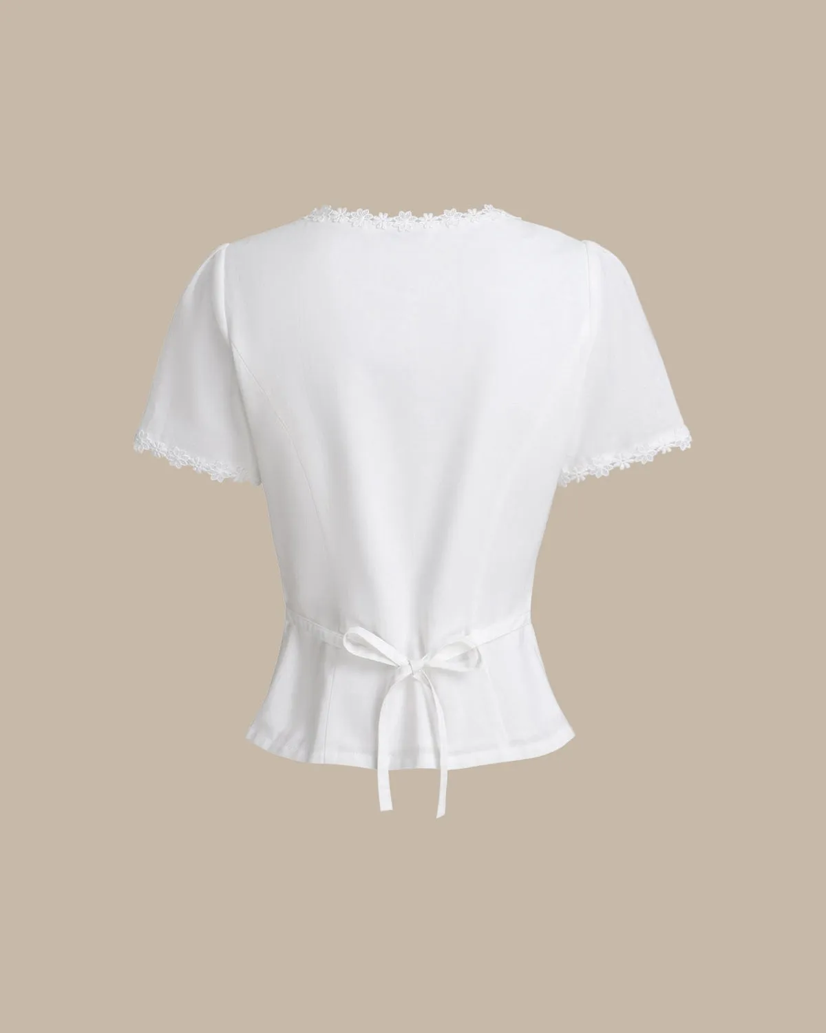 White Square Neck Button Lace Blouse sold by rihoas product image thumbnail 2