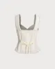 Beige Vest V Neck Lace Tie-Back Vest sold by rihoas