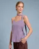 Purple Tie Neck Linen Cami Top sold by rihoas