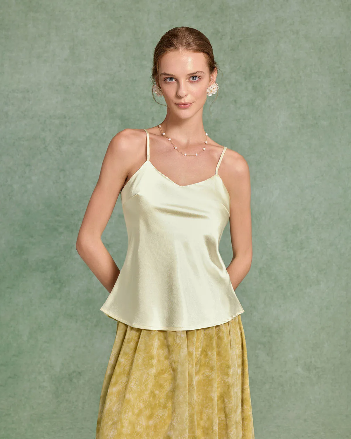Beige Satin Cami Top sold by rihoas