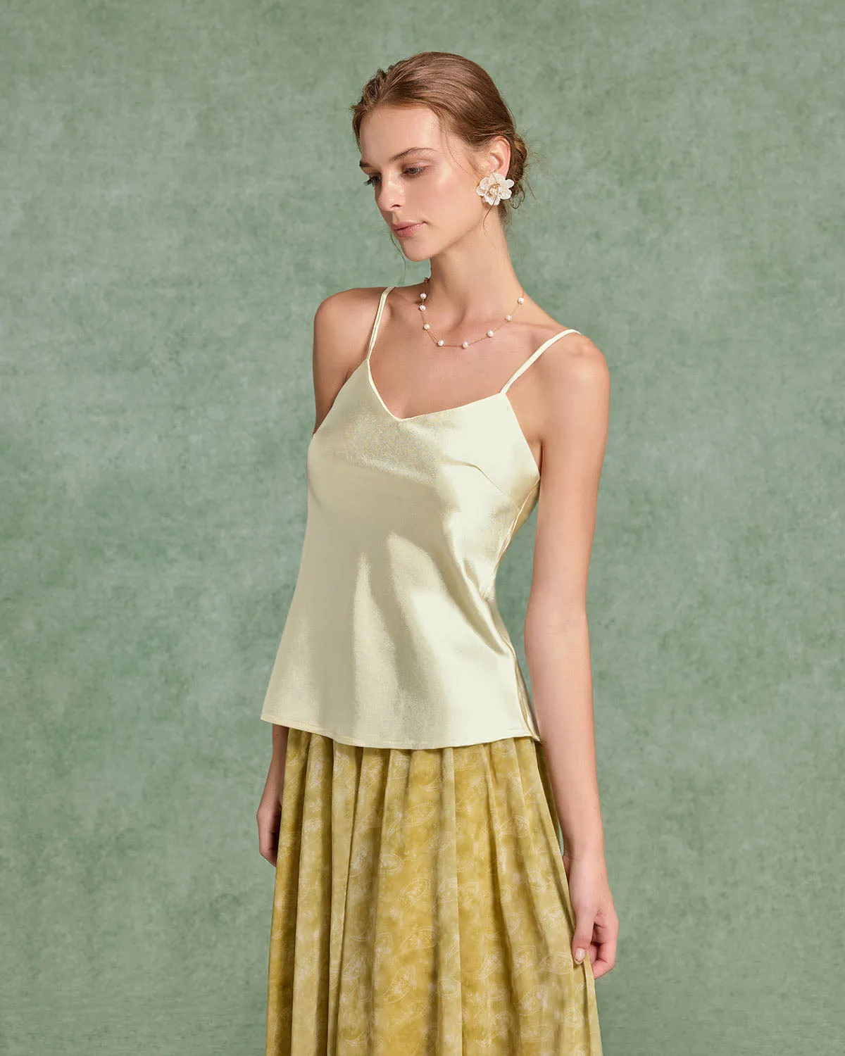 Beige Satin Cami Top sold by rihoas product image thumbnail 4