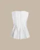 White Round Neck Pleated Tank Top sold by rihoas