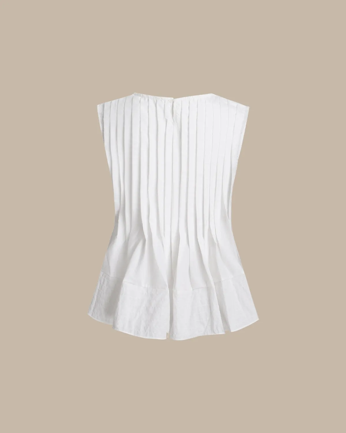 White Round Neck Pleated Tank Top sold by rihoas product image thumbnail 2