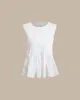 White Round Neck Pleated Tank Top sold by rihoas