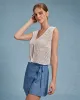White V Neck Cut Out Tank Top sold by rihoas