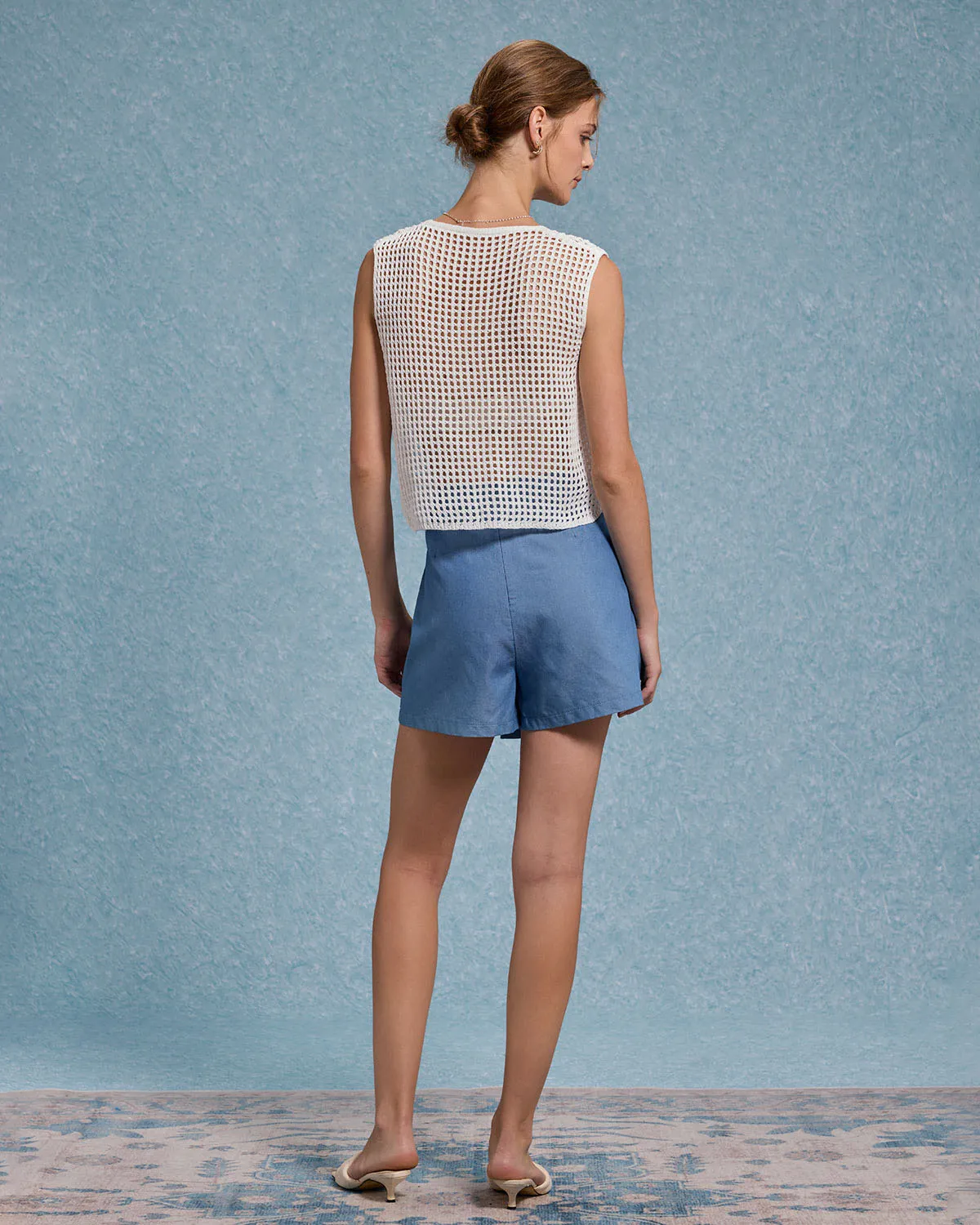 White V Neck Cut Out Tank Top sold by rihoas product image thumbnail 5