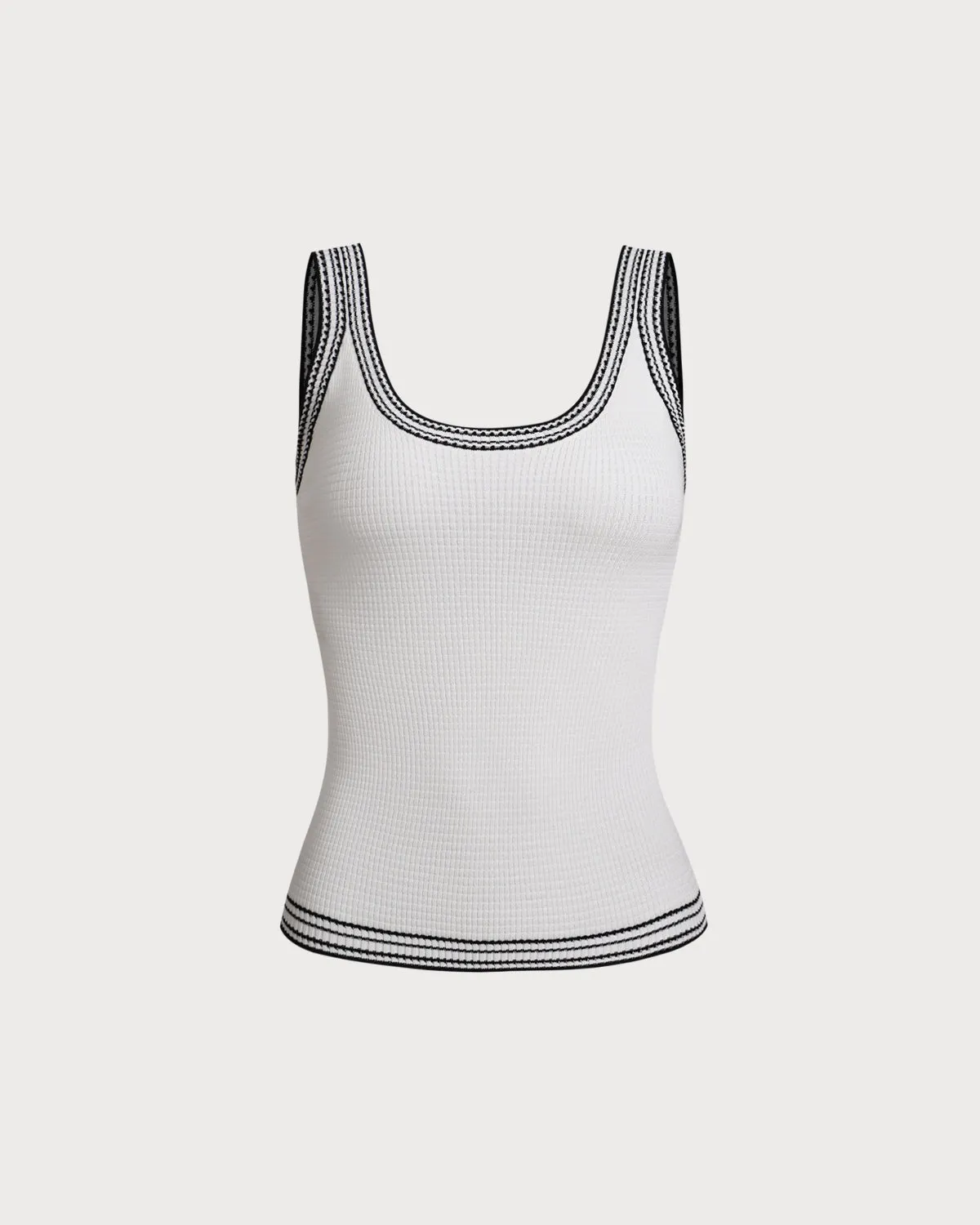 Black Contrast U Neck Cami Top sold by rihoas