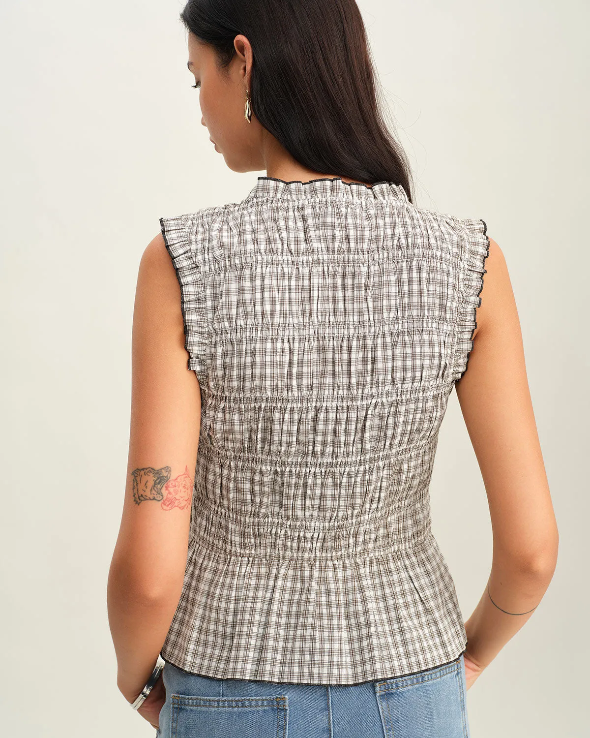 Black Plaid Bowknot Tank Top sold by rihoas product image thumbnail 4