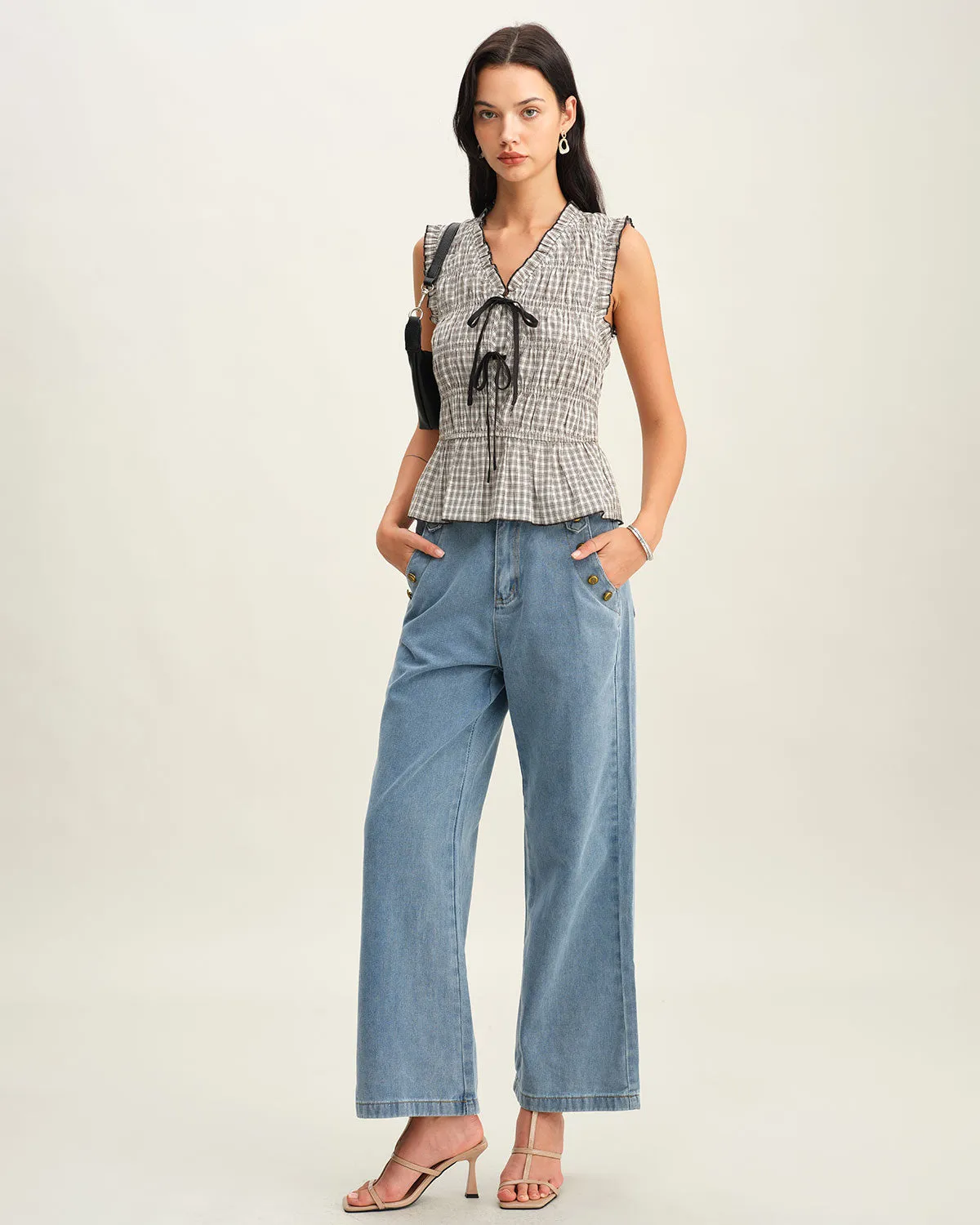 Black Plaid Bowknot Tank Top sold by rihoas product image thumbnail 5