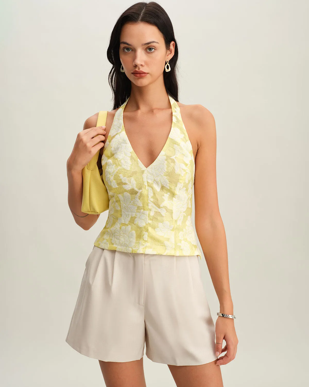 Yellow Floral Halter Top sold by rihoas