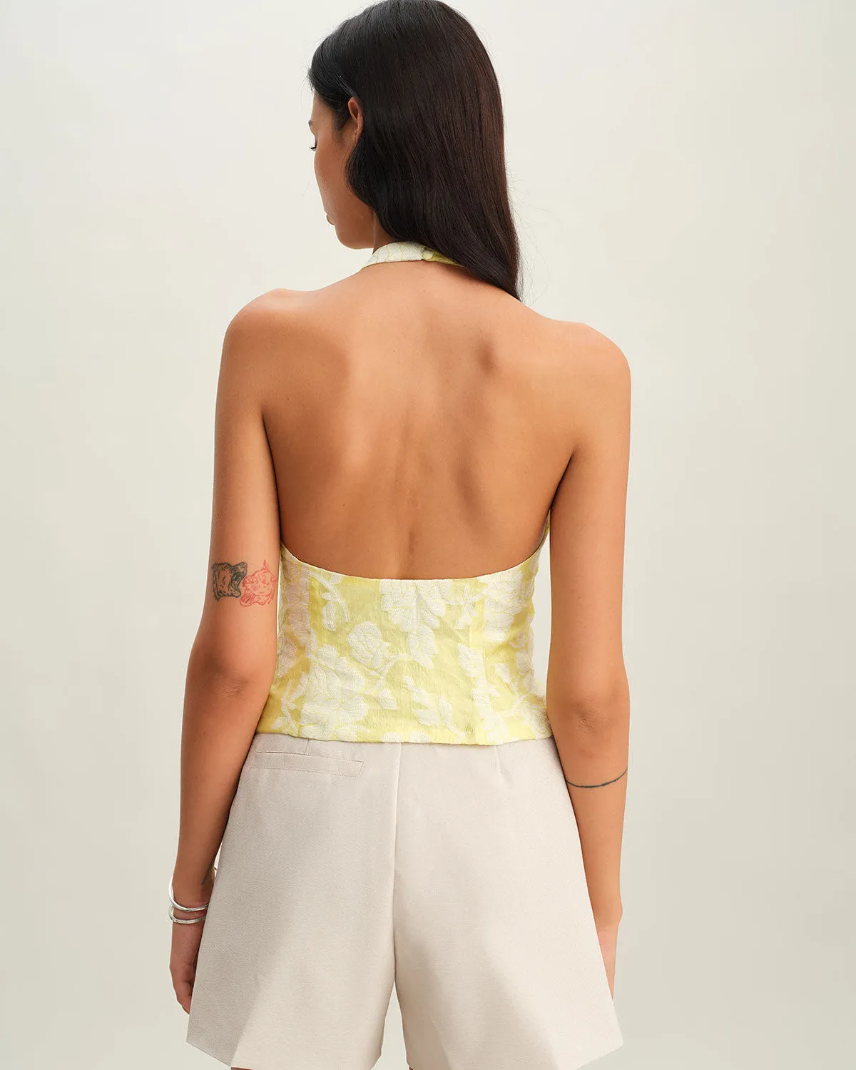 Yellow Floral Halter Top sold by rihoas product image thumbnail 4