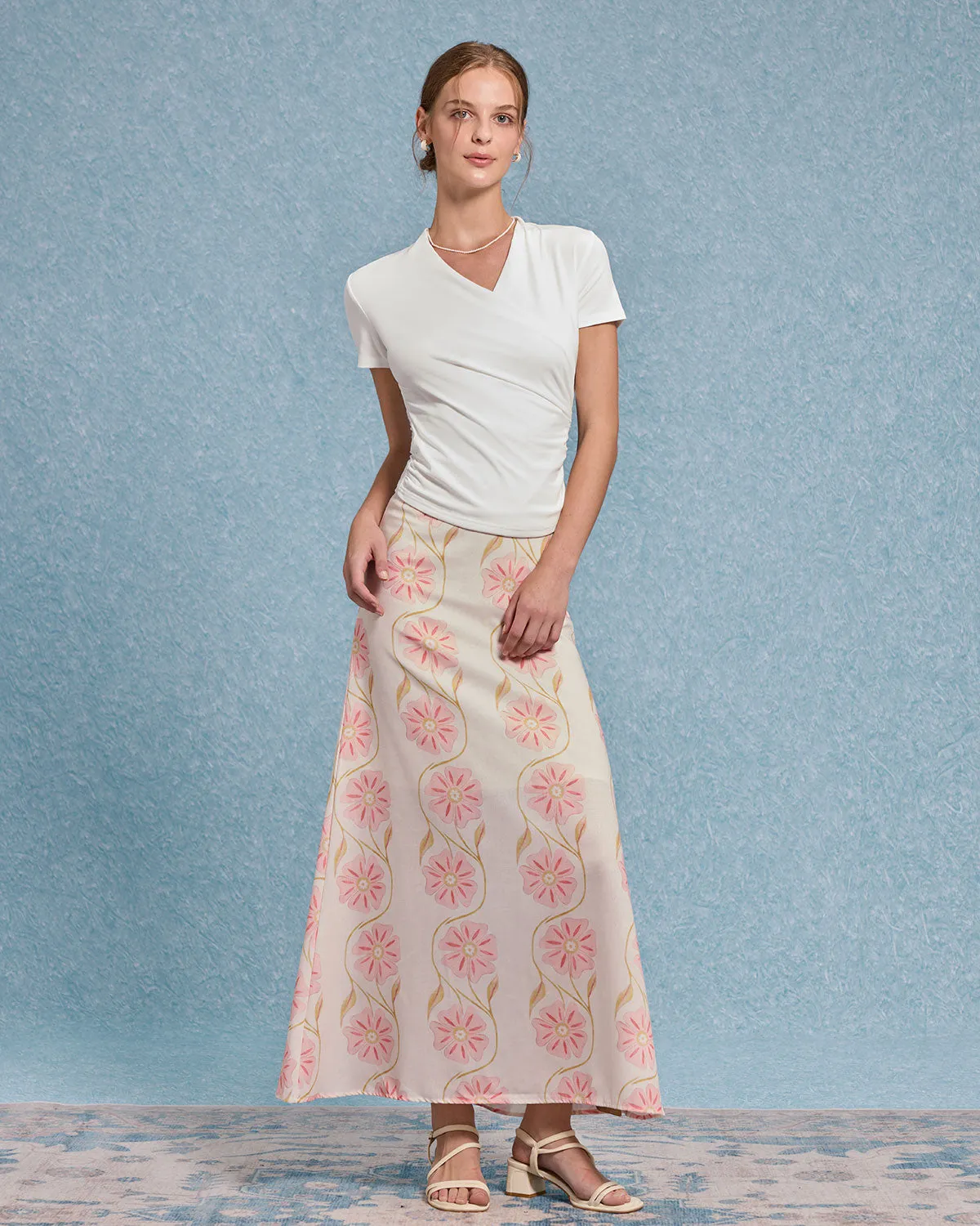 White Ruched Slim Knit Tee sold by rihoas product image thumbnail 3