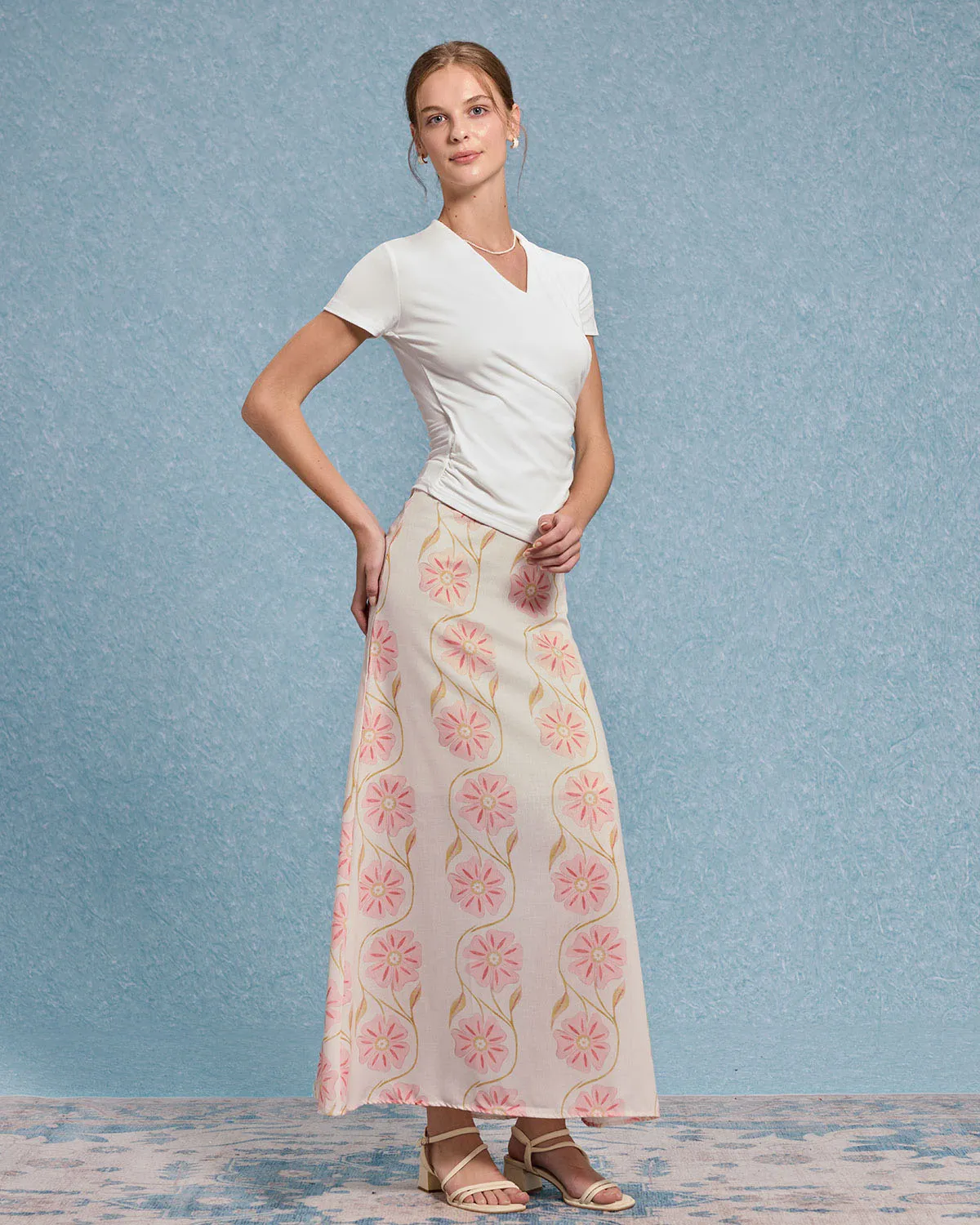 White Ruched Slim Knit Tee sold by rihoas product image thumbnail 4