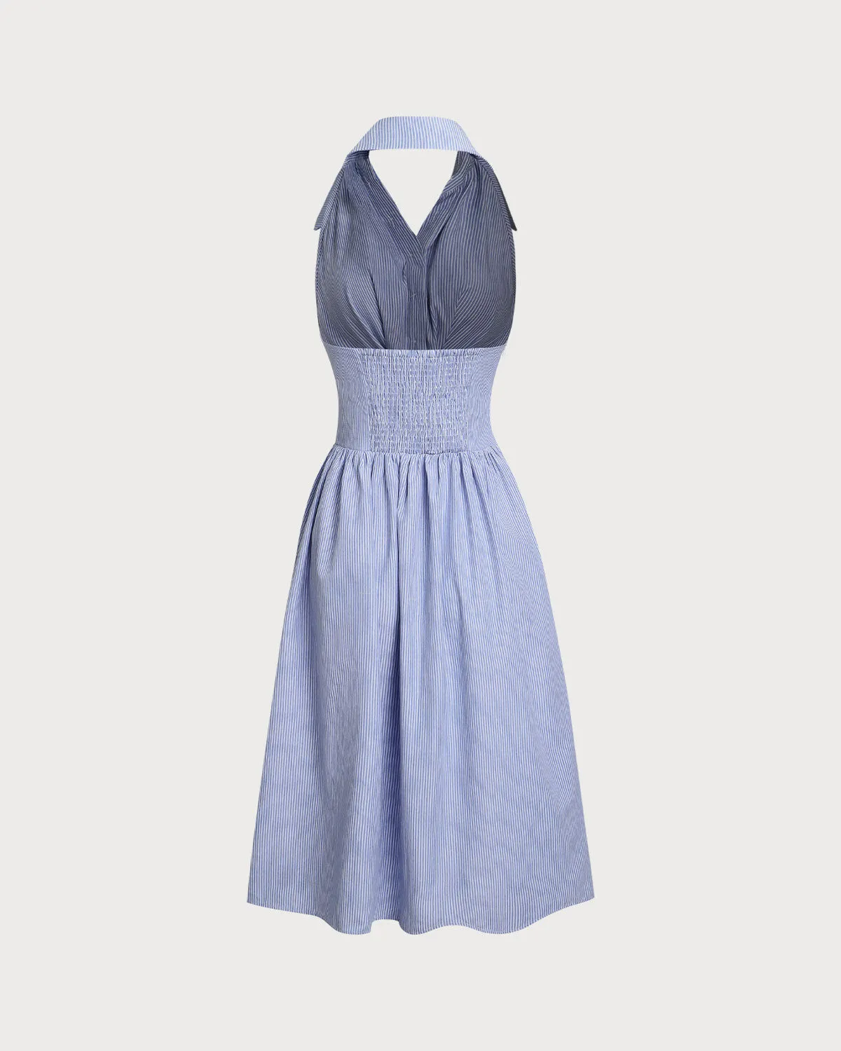 Blue Striped Twist Backless Midi Dress sold by rihoas product image thumbnail 2