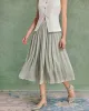 Green Flowy Pleated Midi Skirt sold by rihoas