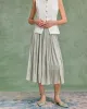 Green Flowy Pleated Midi Skirt sold by rihoas