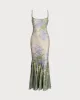 Green Floral Slip Mermaid Maxi Dress sold by rihoas