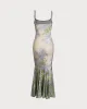 Green Floral Slip Mermaid Maxi Dress sold by rihoas