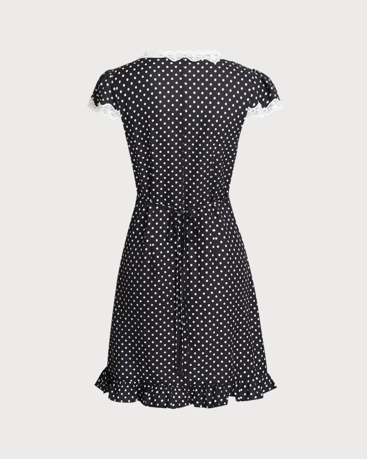 Black Polka Dot V-Neck Mini Dress sold by rihoas product image thumbnail 2