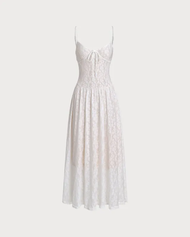 White Jacquard Slip Maxi Dress sold by rihoas