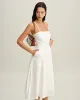 White Pocket A-Line Slip Midi Dress sold by rihoas