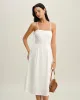 White Pocket A-Line Slip Midi Dress sold by rihoas
